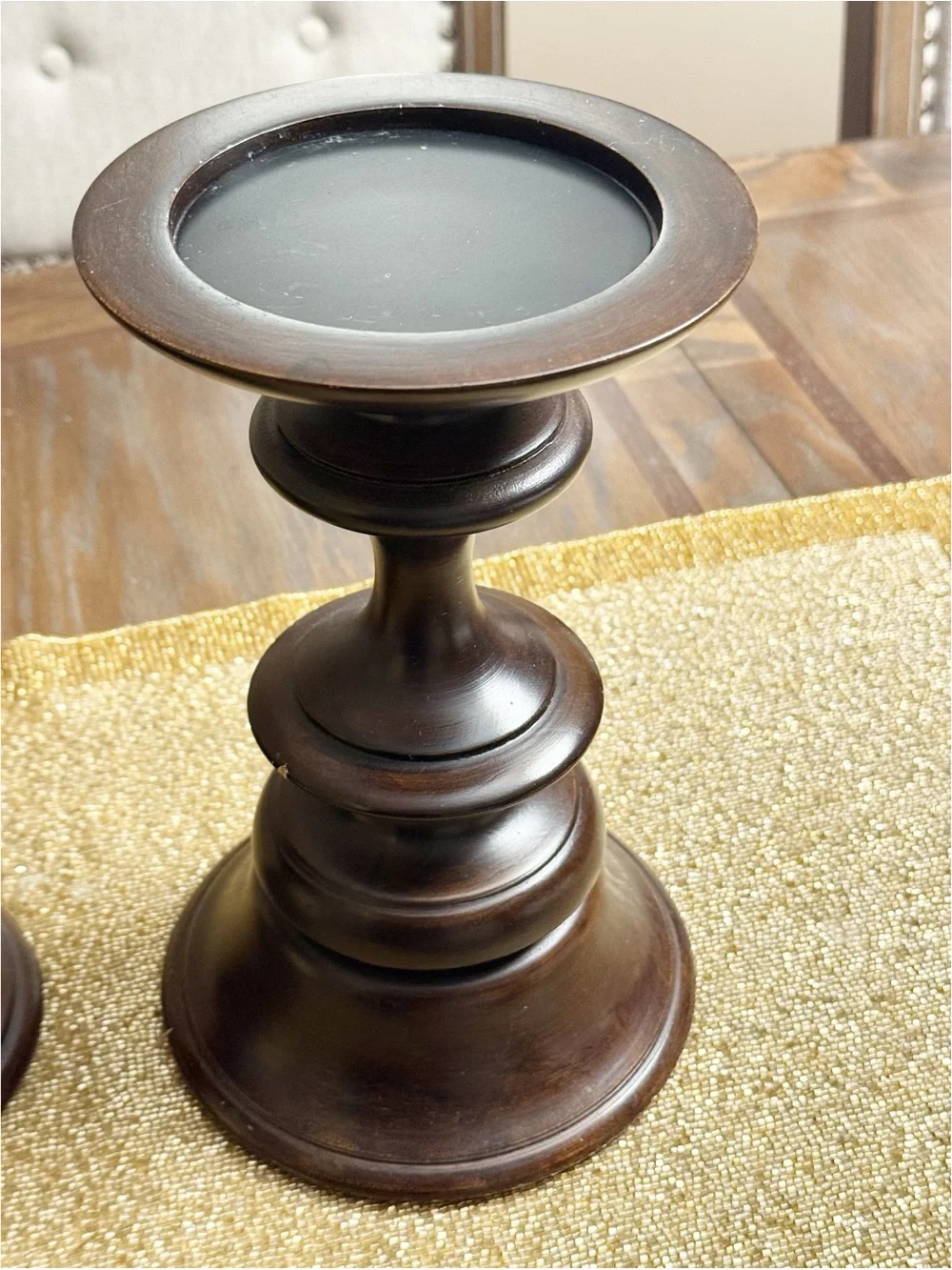 🕯️ Pottery Barn Turned Wood Pillar Candle Holders – Set of 2 - Picture 5 of 6